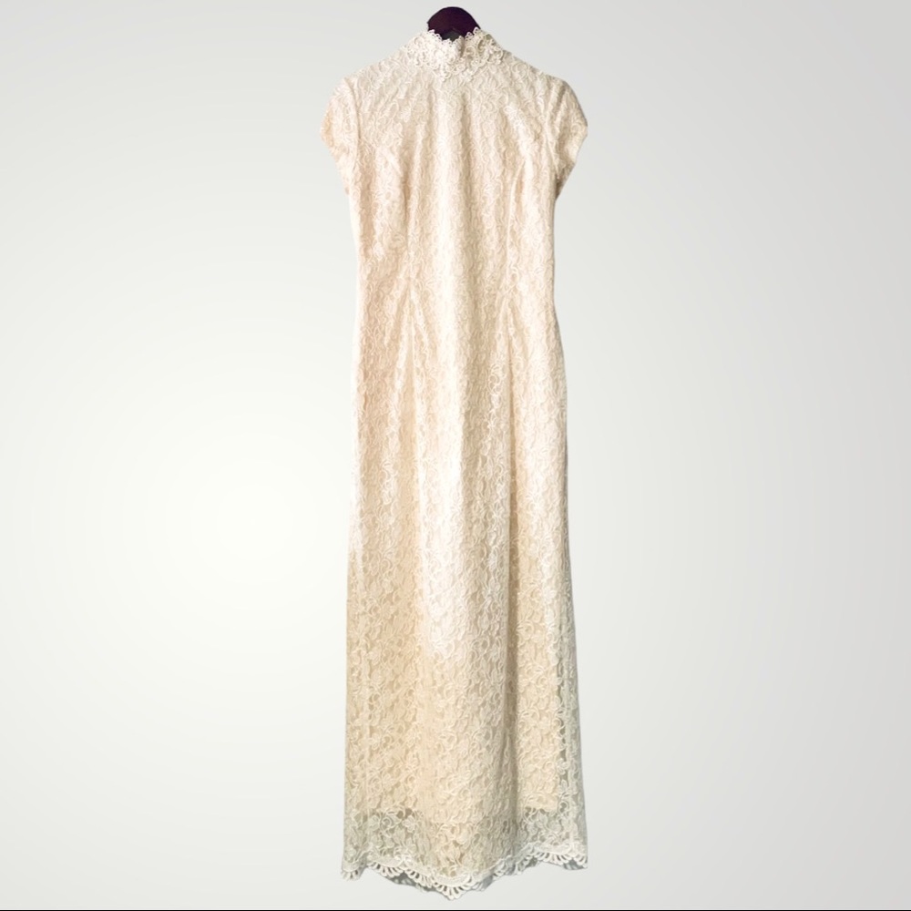 Jessica McClintock Dress Lace Cream Women's 90's
